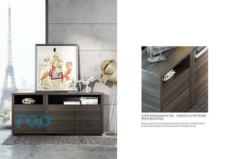 文件柜采用簡潔的線條分割再加上加厚的材質(zhì)讓文件柜更加的體現(xiàn)出穩(wěn)重、現(xiàn)代感